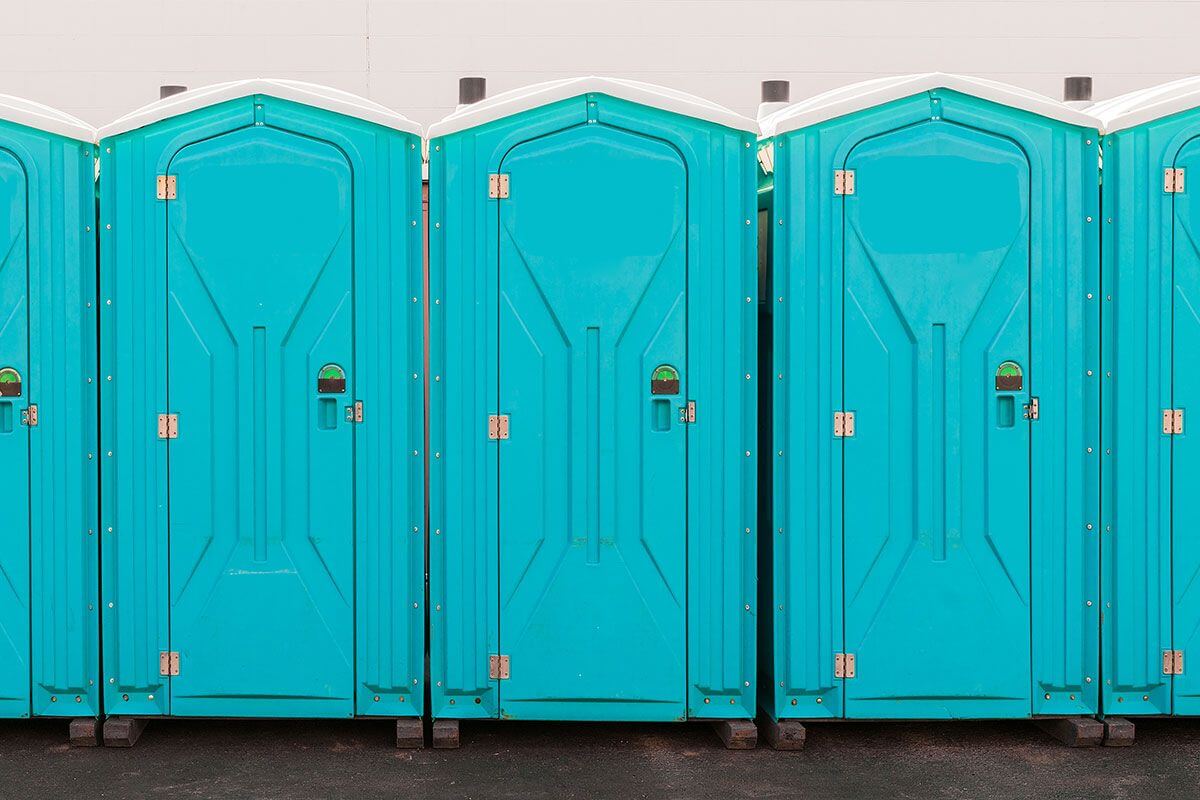 Industrial portable restroom units at a plant in Tullahoma, Tennessee