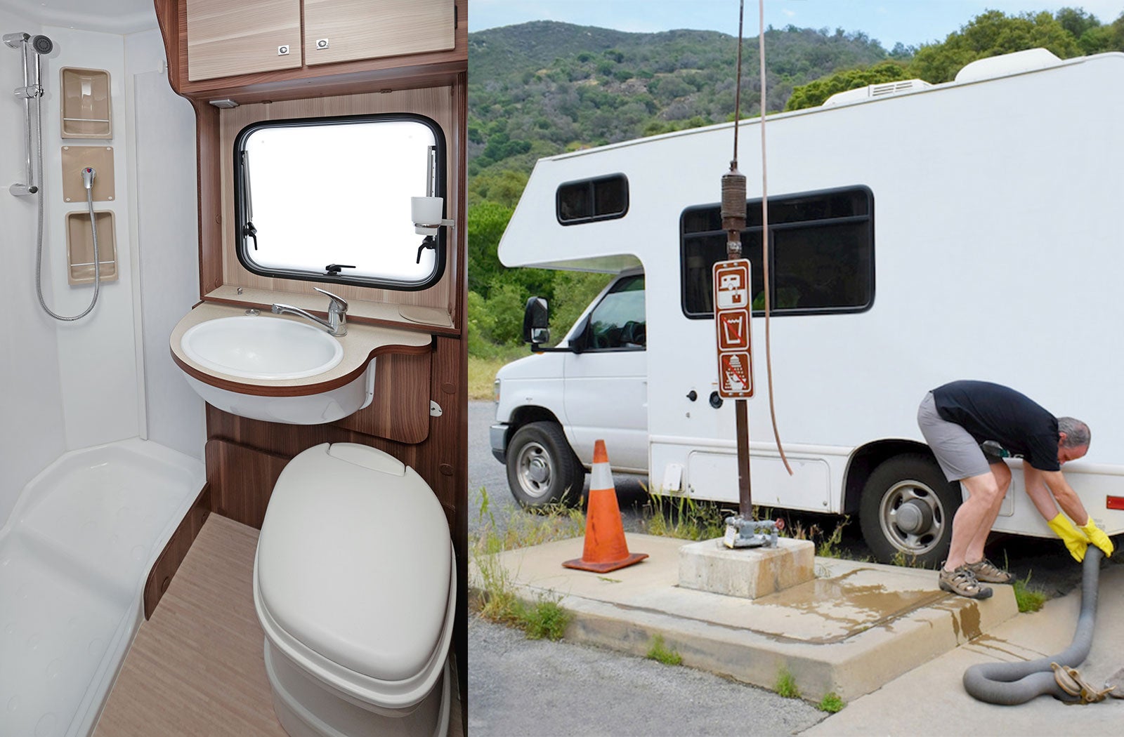 Portable RV/camper toilet and holding tank setup in Tullahoma, Tennessee