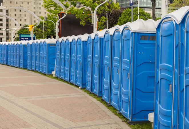 Seasonal porta potty units set up at a Tullahoma, Tennessee venue